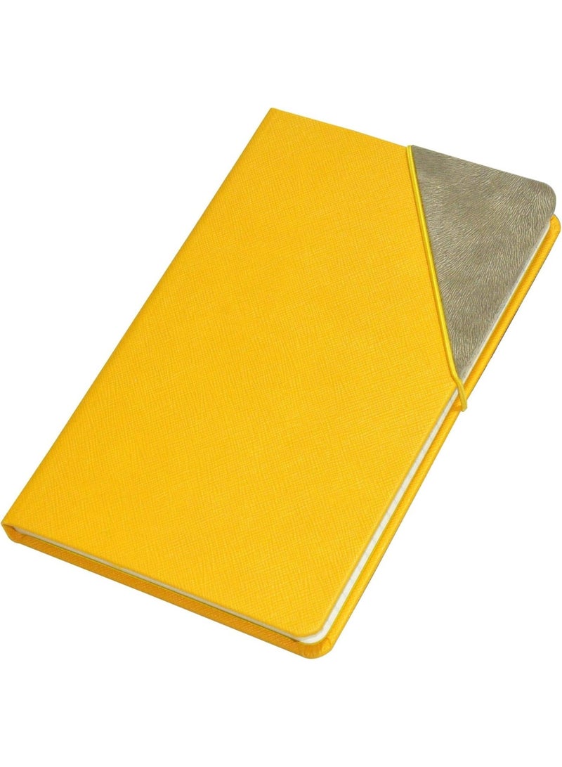 FIS Notebook With Corner Elastic Band Italian PU Cover, Ivory Paper, 5 mm Square, Yellow Color, 120 Sheets With Gift Box, 13 x 21 cm Size - FSNB13215MTYL - Image 1